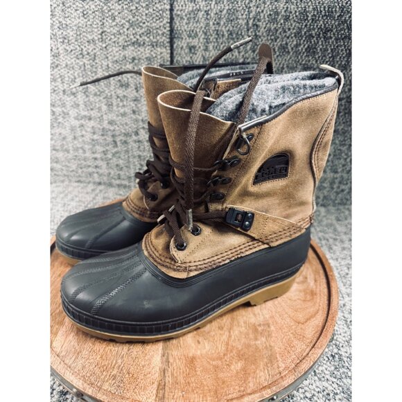 Sorel Kaufman Conquest Men’s US 8 Winter Snow Duck Boots Shoe Fur Lined Brown - Picture 7 of 11